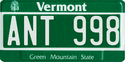 VT license plate ANT998
