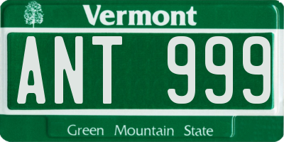 VT license plate ANT999