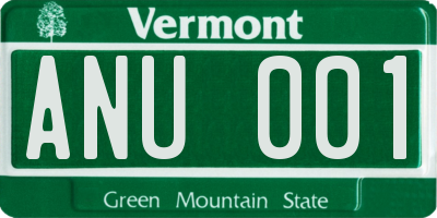 VT license plate ANU001