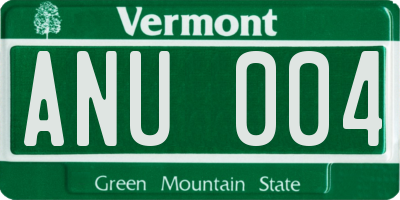 VT license plate ANU004