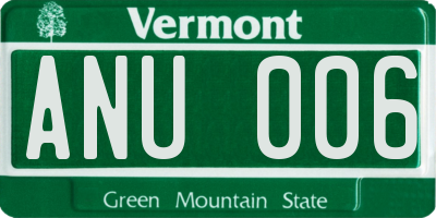 VT license plate ANU006