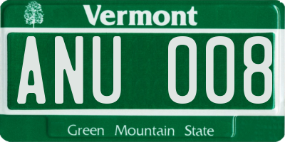 VT license plate ANU008