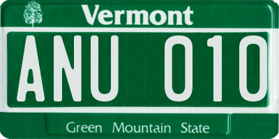 VT license plate ANU010