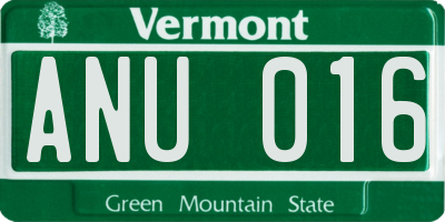 VT license plate ANU016