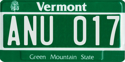 VT license plate ANU017