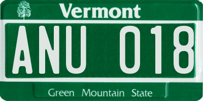 VT license plate ANU018