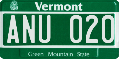 VT license plate ANU020