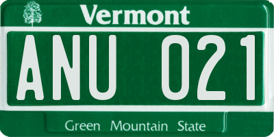 VT license plate ANU021