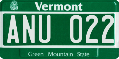 VT license plate ANU022
