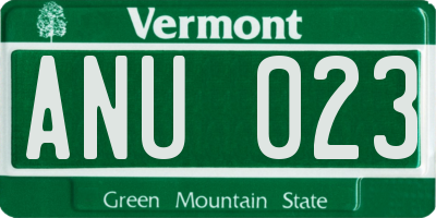 VT license plate ANU023