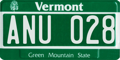 VT license plate ANU028