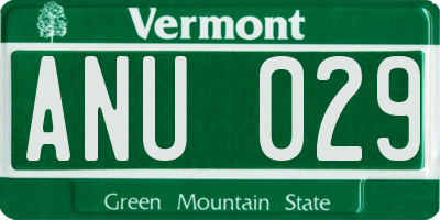 VT license plate ANU029