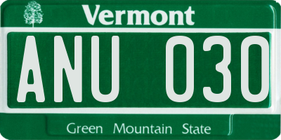 VT license plate ANU030