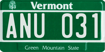 VT license plate ANU031