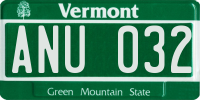 VT license plate ANU032