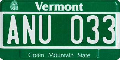 VT license plate ANU033