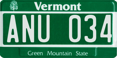 VT license plate ANU034