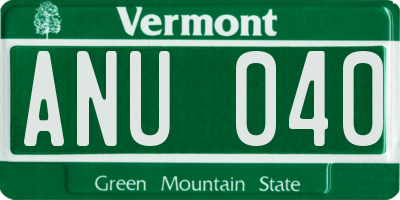 VT license plate ANU040