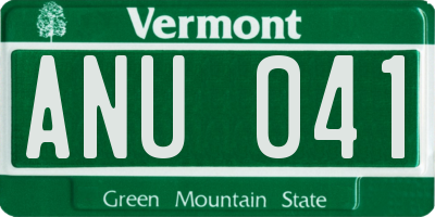 VT license plate ANU041