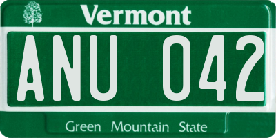 VT license plate ANU042