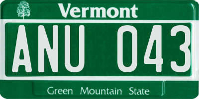 VT license plate ANU043