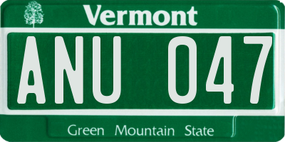 VT license plate ANU047