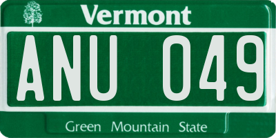 VT license plate ANU049