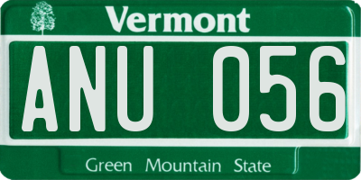 VT license plate ANU056