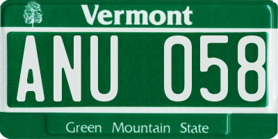 VT license plate ANU058