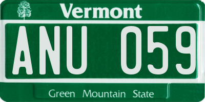 VT license plate ANU059