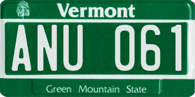 VT license plate ANU061