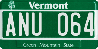 VT license plate ANU064