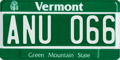 VT license plate ANU066