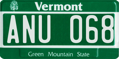VT license plate ANU068