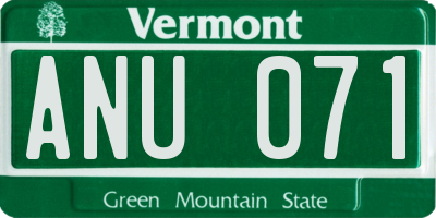 VT license plate ANU071