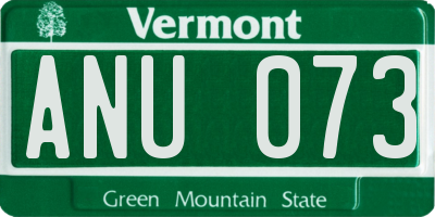 VT license plate ANU073