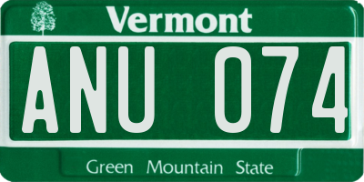 VT license plate ANU074