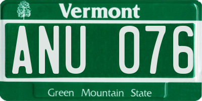 VT license plate ANU076