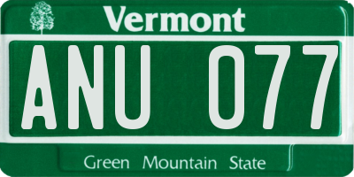 VT license plate ANU077