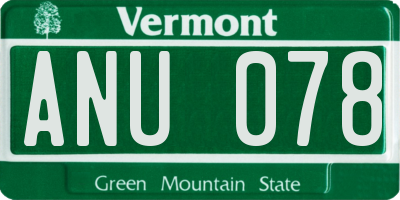 VT license plate ANU078