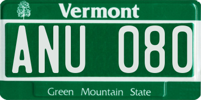 VT license plate ANU080