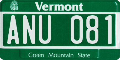 VT license plate ANU081