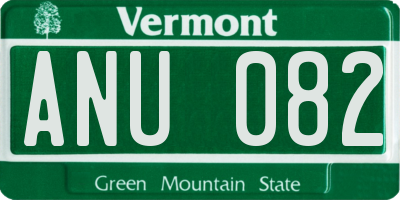 VT license plate ANU082