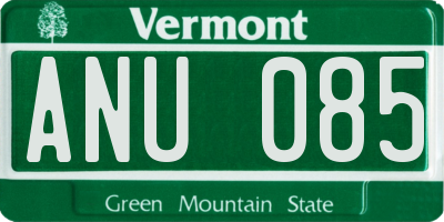 VT license plate ANU085