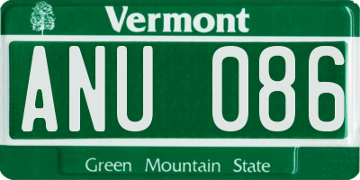 VT license plate ANU086