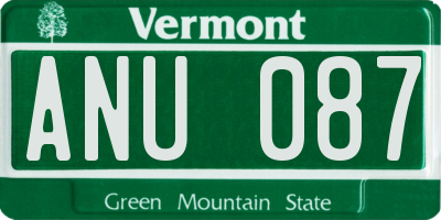 VT license plate ANU087