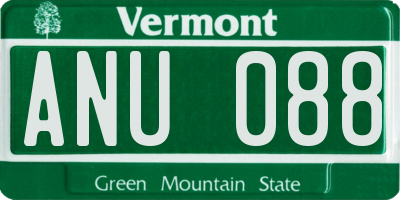 VT license plate ANU088