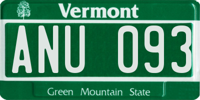 VT license plate ANU093