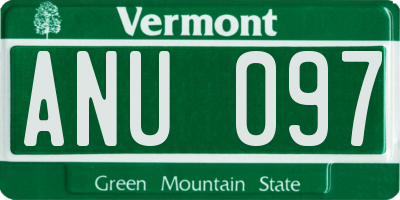 VT license plate ANU097