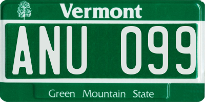 VT license plate ANU099